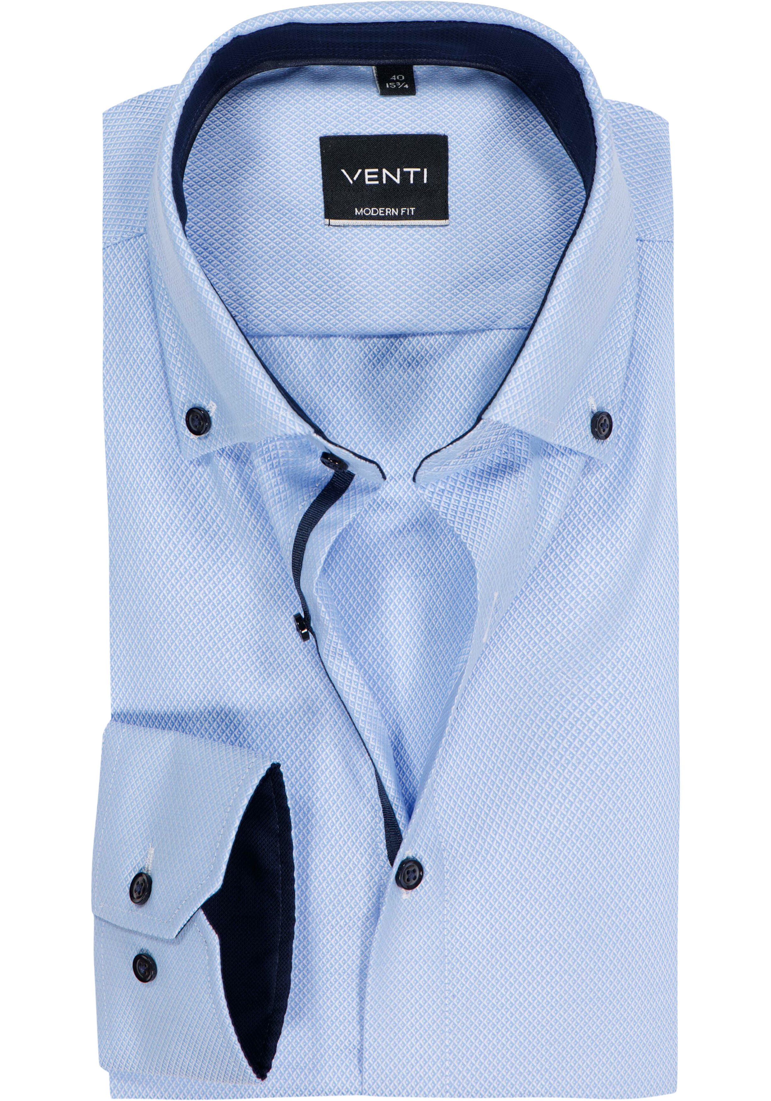 VENTI modern fit overhemd, dobby, blauw
